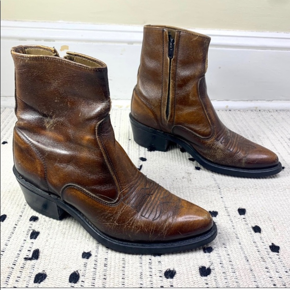 VTG Vulcan Ankle Western Leather Boots M6.5 W8